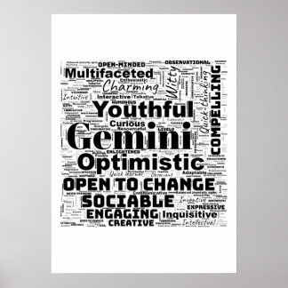 Affiche Gemini Zodiac Word Cloud
