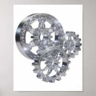 Affiche GEMS EN MOUVEMENT Texte 3D en Argent Brillants Art