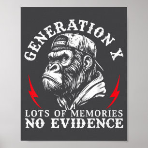 Affiche Gen X Beaucoup de souvenirs Aucune preuve Singe dr