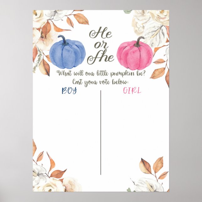 Affiche Gender Reveal Blush Pink and Navy Voting Board (Devant)