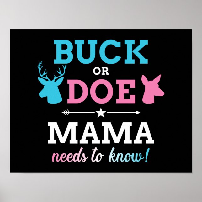 Affiche Gender reveal buck or doe mama matching baby party (Devant)