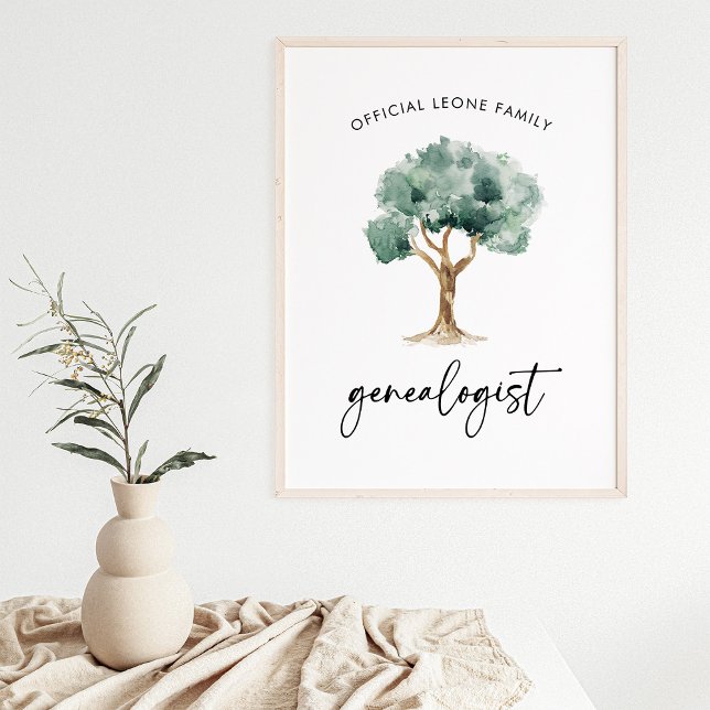 Affiche Généalogiste de famille officiel avec arbre | Styl (A stylish and elegant poster for the genealogist in your family)