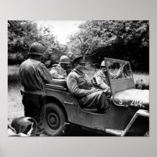 Affiche Général Eisenhower En Jeep — 2ÈME GUERRE MONDIALE