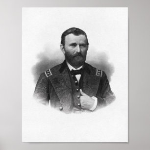 Affiche Général Grant Portrait gravé
