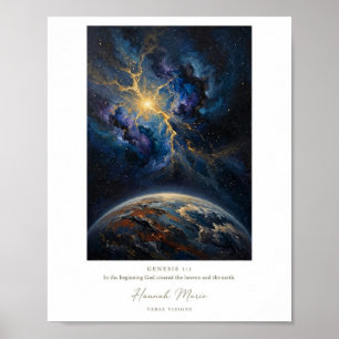 Affiche Genèse 1 1 KJV Création Cosmos Beaux-Arts Peinture