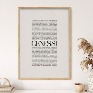 Affiche Genèse 1, Verset biblique, Bible moderne, Écriture