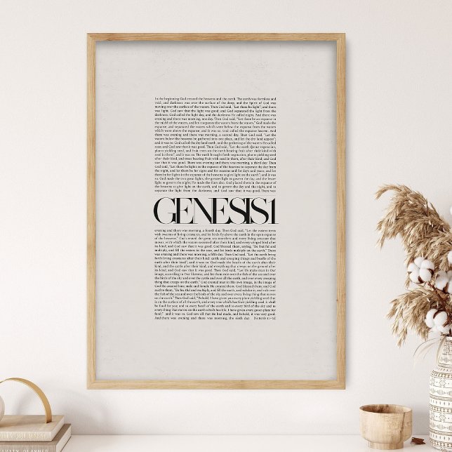 Affiche Genesis 1, Bible Verse, Modern Bible, Scripture Wa (Créateur téléchargé)