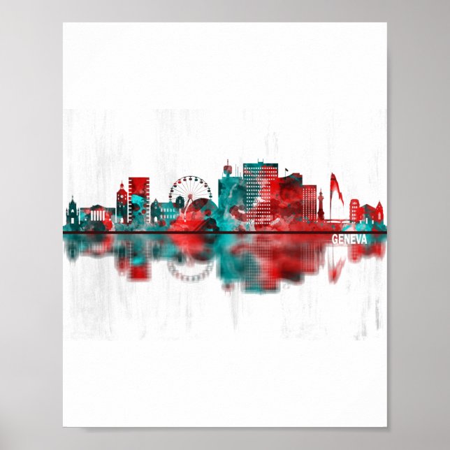 Affiche Geneva Switzerland Skyline (Devant)
