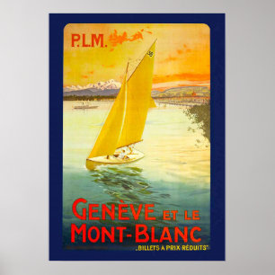 AFFICHE GENEVE ET LE MONT BLANC