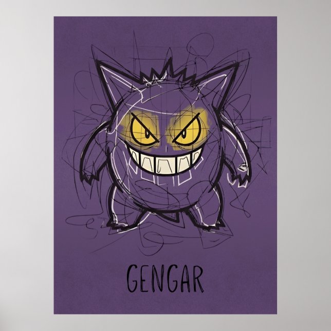 Affiche Gengar Chaotic Scribble Art - Ombre Fantomatique S (Devant)