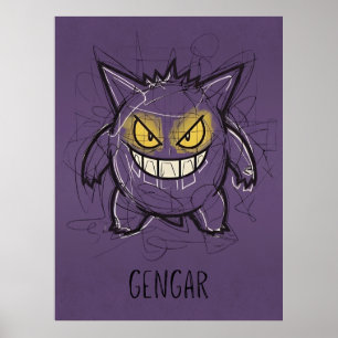 Affiche Gengar Griffonnage Chaotique - Ombre de Fantôme Ru