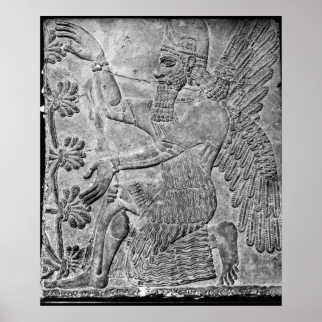 Affiche Génie ailé vénérer l'arbre sacré (Devant)