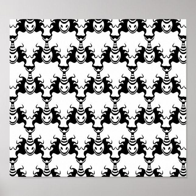 Affiche Genie Ghost Sortant de Lampe Motif sans couture (Devant)