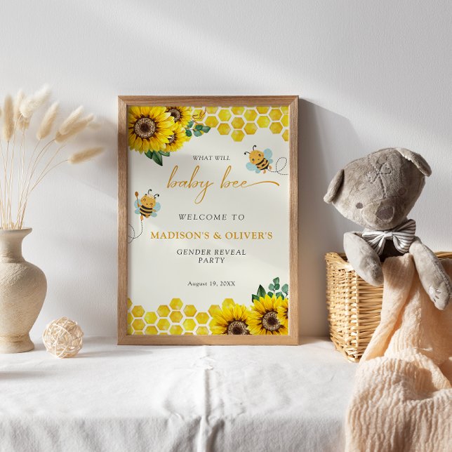 Affiche Genre Reveal Party Qu'est-ce que Baby Bee accueill (Créateur téléchargé)