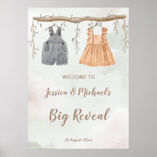 Affiche Genre révéler baby shower de fête signe de bienven