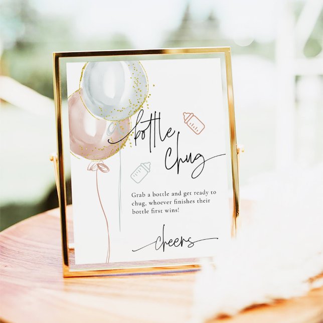 Affiche Genre Révéler Bouteille Chug Bière Baby shower Jeu (Créateur téléchargé)