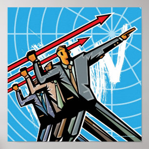 Affiche Gens d'affaires jetant le signe de flèche