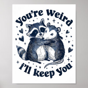 Affiche Gentil opossum raton laveur étreignant un couple o