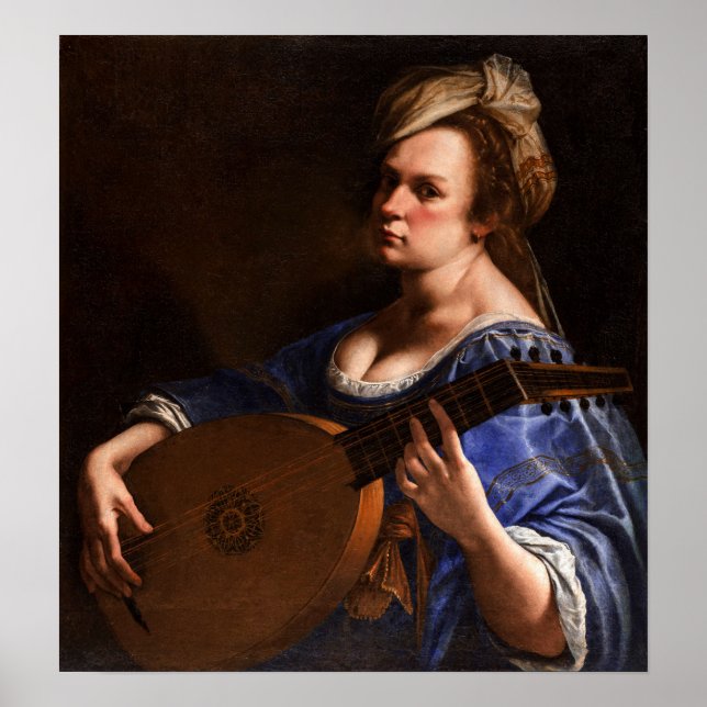 Affiche Gentileschi - Auto-Portrait Comme Joueur De Lute (Devant)