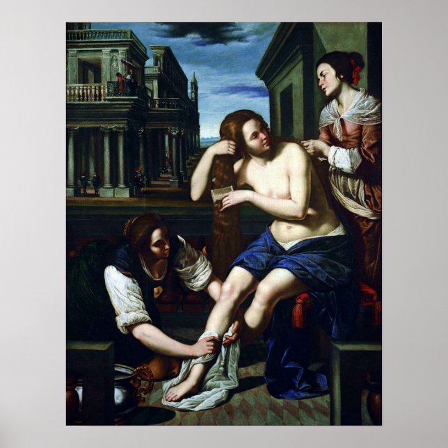 Affiche Gentileschi - Bethsabée au bain 1638 (Devant)