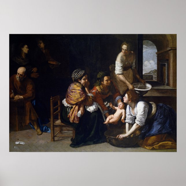 Affiche Gentileschi - Naissance De Saint Jean Le Baptiste (Devant)