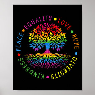 Affiche Gentillesse Paix Égalité Amour Espoir Diversité Hu