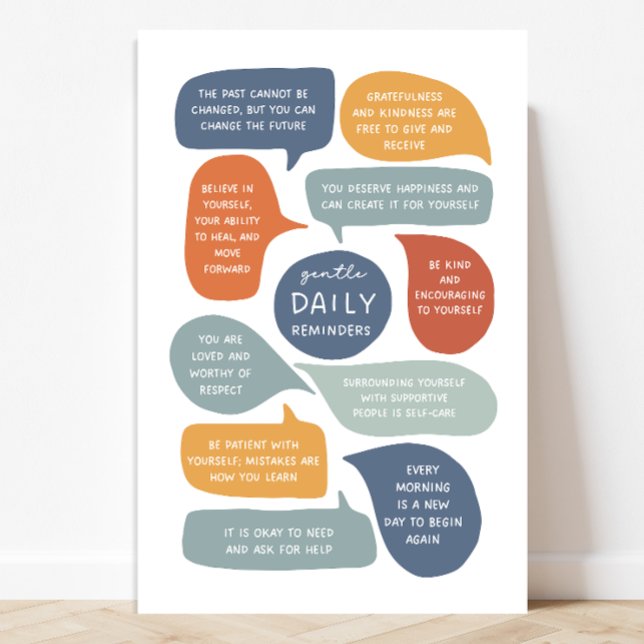 Affiche Gentle Daily rappelle l'éducation émotionnelle soc (Daily reminders are a great way to encourage self-care and mental health, reminders.)