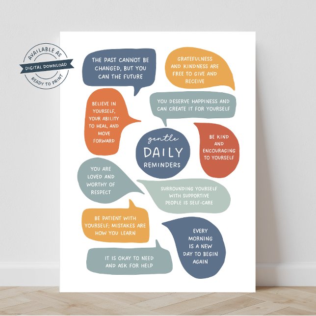 Affiche Gentle Daily rappelle l'éducation émotionnelle soc (daily gentle reminders, counselor office, mindset posters, teacher resources, educational resources)