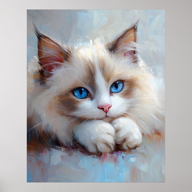 Affiche Gentle Ragdoll Cat – Soft Pastel Art Print (Devant)