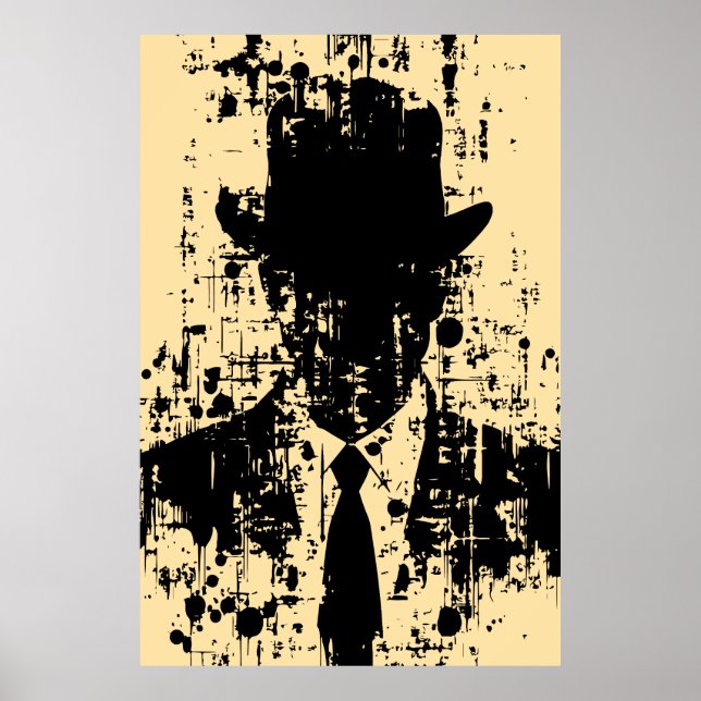 Affiche Gentleman sans visage : Élégance Abstraite (Devant)