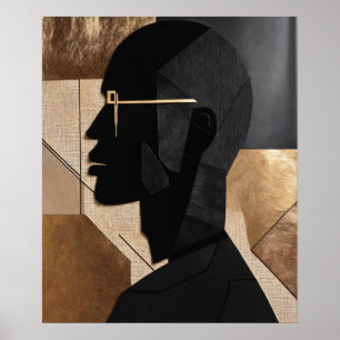 Affiche Gentleman Studieux avec lunettes Abstrait