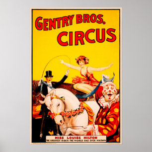 Affiche GENTRY BROS CIRCUS Cheval Performance Vintage
