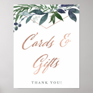 Affiche Geo vert   Cartes et cadeaux de mariage Rose Gold
