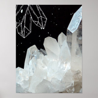 Affiche Géode de cristal quartz blanc Géode Pierre naturel