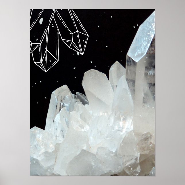 Affiche Géode de cristal quartz blanc Géode Pierre naturel (Devant)