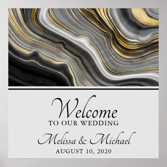 Affiche Géode moderne Gold & Grey Agate Géode Gris Géode A (Devant)