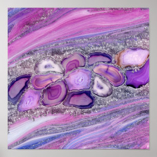 Affiche Geodes crystal Flow - Purple and Violet