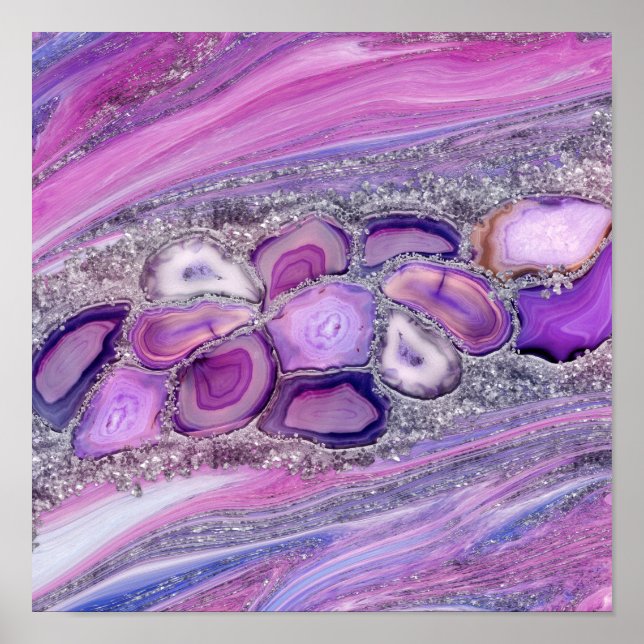 Affiche Geodes crystal Flow - Purple and Violet (Devant)