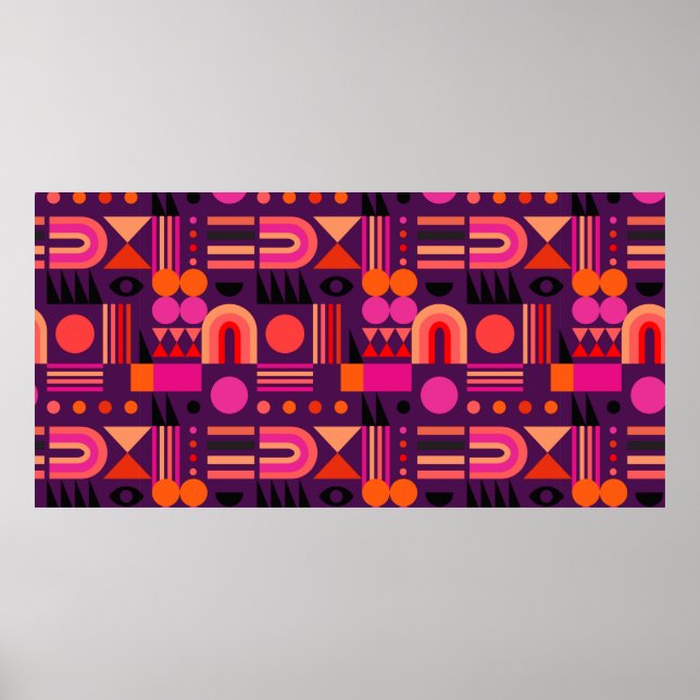 Affiche Geometric abstract seamless pattern with shapes of (Devant)