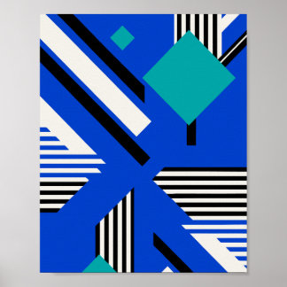Affiche Geometric Art with Diamonds and Striped Lines