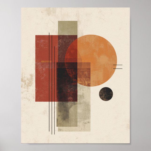 Affiche Geometric Balance – Abstract Circles and Rectangle (Devant)