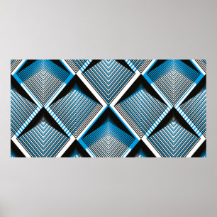 Affiche Geometric blue stripy overlay seamless pattern, br
