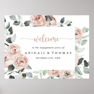 Affiche Geometric Dusty Rose Engagement Party Welcome 
