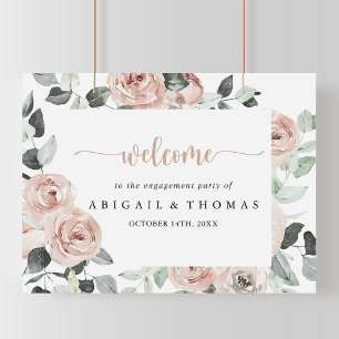 Affiche Geometric Dusty Rose Engagement Party Welcome 