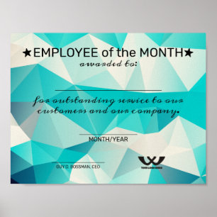 Affiche Geometric employee of the month award certificate