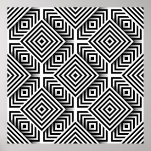 Affiche Geometric pattern. Black and white. Squares and st