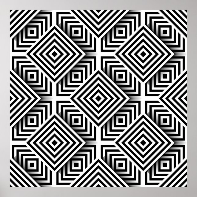 Affiche Geometric pattern. Black and white. Squares and st (Devant)