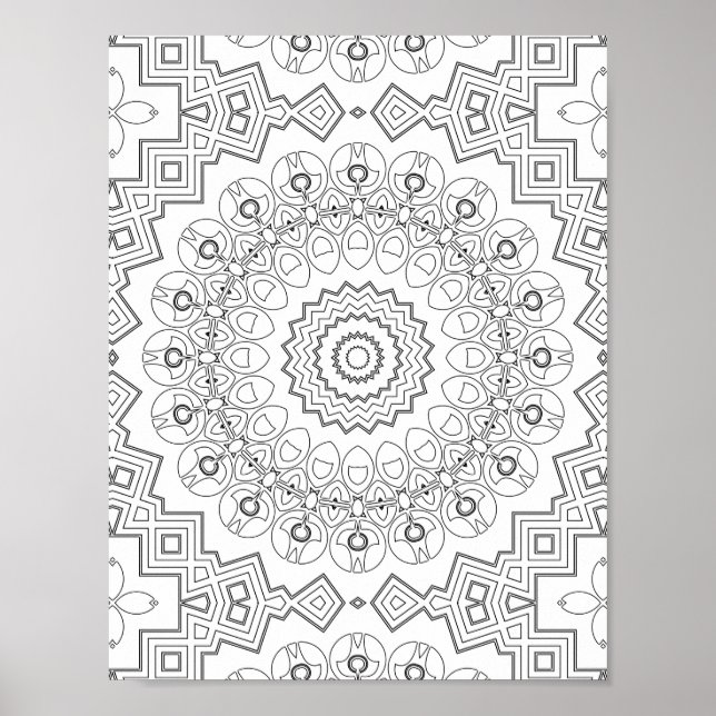 Affiche Geometric Petal Ring Coloring Page Artwork Design (Devant)