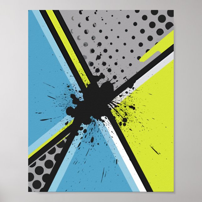 Affiche Geometric Splash with Halftone Dots (Devant)