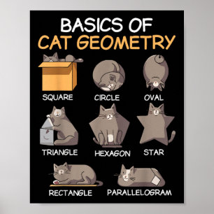 Affiche Géométrie Chat Math Drôle Cadeaux Chat Pour Chat P